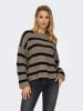 JDY Pullover "Justy" in Taupe/ Schwarz