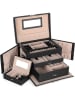 SONGMICS Schmuckkästchen in Schwarz/ Beige - (B)26 x (H)17 x (T)18 cm