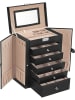 Songmics Uhrkästchen in Schwarz/ Beige - (B)26 x (H)32 x (T)15,5 cm
