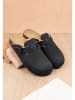 billowy Leren clogs zwart