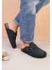 billowy Leder-Clogs in Schwarz