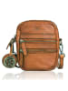 Bellicci Leder-Umhängetasche "Charlotte" in Hellbraun - (B)13 x (H)19 x (T)3 cm