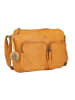 Bellicci Leren schoudertas "Crisanta" mosterdgeel - (B)30 x (H)22 x (D)10 cm