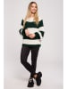 made of emotion Sweter w kolorze ciemnozielono-kremowym
