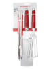 KitchenAid 3tlg. Indoor-Grillset in Silber/ Rot