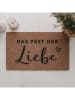 Eulenschnitt Kokos-Fußmatte "Fest der Liebe" in Hellbraun - (L)45 x (B)75 cm