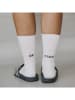 Eulenschnitt Socken "Ok Ciao!" in Weiß
