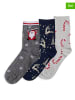 Pieces 3er-Set: Socken in Grau/ Dunkelblau