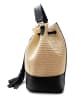 Victor & Hugo Paris Leder-Henkeltasche "Mini Rafia" in Beige/ Schwarz - (B)21 x (H)27 x (T)15 cm