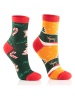 TODO SOCKS 2er-Set: Socken in Dunkelgrün/ Rot/ Orange
