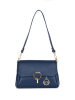Mia Tomazzi Leren schoudertas "Ciovassino" donkerblauw - (B)26 x (H)18 x (D)10 cm