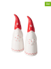 Boltze 2-delige set: decoratieve figuren "Bertilo" wit/rood - (H)17 cm