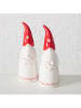 Boltze 2-delige set: decoratieve figuren "Bertilo" wit/rood - (H)17 cm