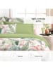 Cacharel textiles Satijnen beddengoedset "Palma" wit/groen/lichtroze
