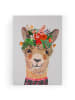 Folkifreckles Leinwand-Kunstdruck "Floral Lama" - (B)40 x (H)60 cm