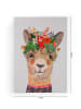 Folkifreckles Leinwand-Kunstdruck "Floral Lama" - (B)40 x (H)60 cm