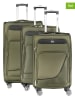 Geographical Norway 3-delige softcase-trolleyset "Show" kaki