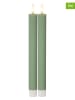 STAR Trading 2-delige set: ledwaskaarsen "Flamme Slim" groen- (H)25 cm
