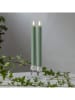 STAR Trading 2-delige set: ledwaskaarsen "Flamme Slim" groen- (H)25 cm