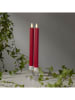 STAR Trading 2-delige set: ledwaskaarsen "Flamme Stripe" rood - (H)25 cm