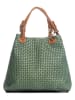 Lucca Baldi Leren schoudertas "Fosdinovo" groen - (B)37 x (H)45 x (D)15 cm