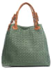 Lucca Baldi Leren schoudertas "Fosdinovo" groen - (B)37 x (H)45 x (D)15 cm