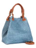 Lucca Baldi Leder-Schultertasche "Fosdinovo" in Hellblau - (B)37 x (H)45 x (T)15 cm