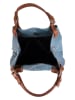 Lucca Baldi Leder-Schultertasche "Fosdinovo" in Hellblau - (B)37 x (H)45 x (T)15 cm
