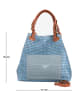 Lucca Baldi Leder-Schultertasche "Fosdinovo" in Hellblau - (B)37 x (H)45 x (T)15 cm