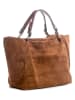 Lucca Baldi Leren handtas "Gimignano" camel - (B)50 x (H)45 x (D)20 cm