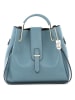 Lucca Baldi Leren handtas "Vinci" lichtblauw - (B)33 x (H)28 x (D)13 cm