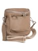 Lucca Baldi Leder-Umhängetasche "Favara" in Taupe - (B)24 x (H)19 x (T)7 cm