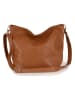 Lucca Baldi Leren schoudertas "Trapani" camel - (B)33 x (H)25 x (D)14 cm
