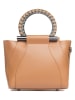 Lia Biassoni Leren handtas "Garlate" lichtbruin - (B)28 x (H)21 x (D)10 cm