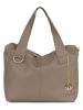 Lia Biassoni Leder-Schultertasche "Calabritto" in Taupe - (B)37 x (H)29 x (T)12 cm
