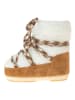 Moon Boot Leder-Winterboots "Light Low Shearling" in Weiß/ Hellbraun