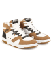 Hugo Boss Kids Leder-Sneakers in Hellbraun/ Weiß