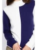 ASSUILI Pullover in Dunkelblau/ Weiß