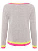 Zwillingsherz Kaschmir-Pullover in Hellgrau/ Pink/ Gelb
