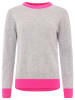 Zwillingsherz Kaschmir-Pullover in Grau/ Pink