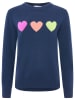 Zwillingsherz Kaschmir-Pullover "Herzen" in Dunkelblau