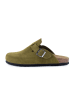 billowy Leder-Clogs in Khaki