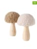 Boltze 2er-Set: Dekoaufsteller "Plushy" in Hellbraun/ Weiß - (H)12 cm
