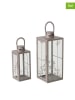 Boltze 2-delige set: lantaarns "Leavi" grijs