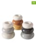 Boltze 3-delige set: theelichthouders "Tobi" grijs/lichtbruin/wit - (H)13 x Ø 11,5 cm