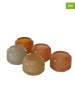 Boltze 5-delige set: theelichthouders "Vadina" oranje/beige/grijs - (H)6 x Ø 8 cm