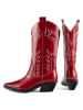 loft37 Leder-Westernstiefel in Rot/ Weiß