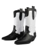 loft37 Leder-Westernstiefel in Schwarz/ Weiß