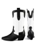loft37 Leder-Westernstiefel in Schwarz/ Weiß