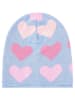 Zwillingsherz 2-delige set: muts en driehoekige doek "Frühlingsherz " lichtblauw/roze
